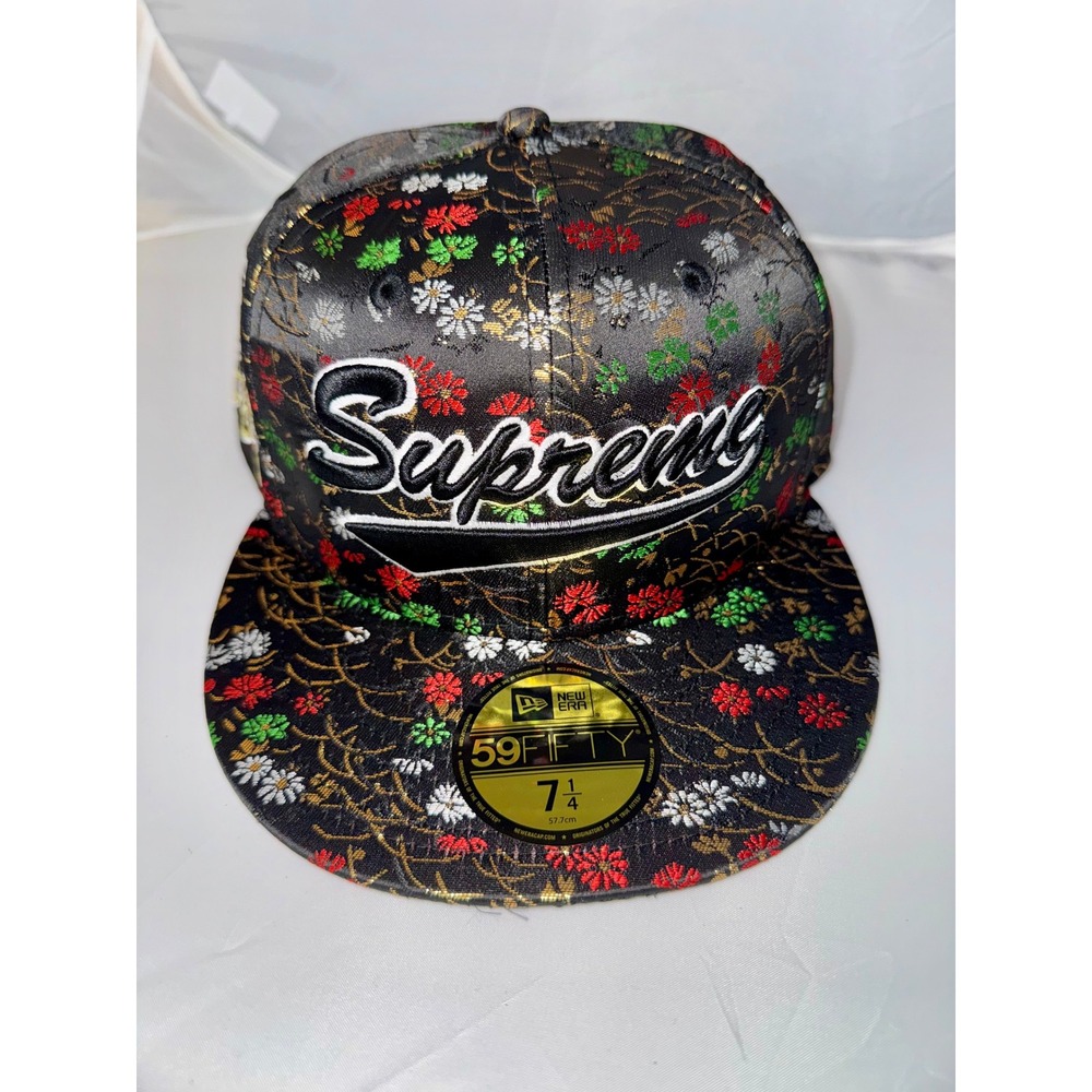 Supreme Kimono New Era 59FIFTY Fitted Hat Black Floral SS26H88 Size 7 1/4